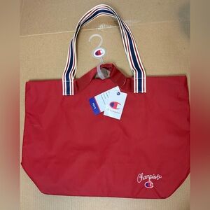 Champion Harbor Tote Bag In Red, Beach Bag, Weekender, Shopper, Canvas Handle